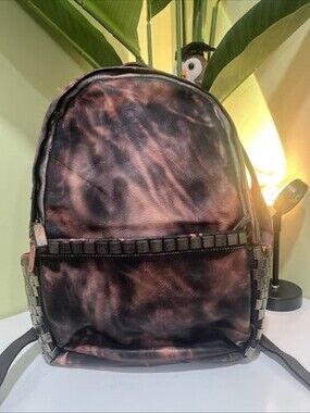 POL Distressed Leather Tie-Dyed Studded Backpack